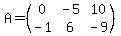 A+=+%28matrix%282%2C3%2C++0%2C+-5%2C+10%2C+-1%2C+6%2C+-9%29%29