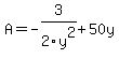 A+=+-3%2F2y%5E2+%2B+50y