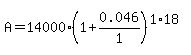 A+=+14000%281%2B0.046%2F1%29%5E%281%2A18%29