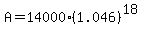 A+=+14000%281.046%29%5E%2818%29