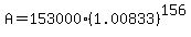 A+=+153000%281.00833%29%5E156