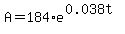 A+=+184%2Ae%5E%280.038t%29