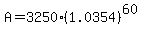 A+=+3250%281.0354%29%5E%2860%29