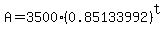 A+=+3500%2A%280.85133992%29%5Et
