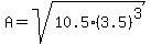 A+=+sqrt%2810.5%283.5%29%5E3%29