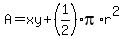 A+=+xy+%2B%281%2F2%29pi%2Ar%5E2