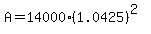 A+=14000%281.0425%29%5E%282%29