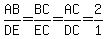 AB%2FDE=BC%2FEC=AC%2FDC=2%2F1
