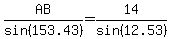 AB%2Fsin%28153.43%29=14%2Fsin%2812.53%29