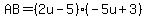 AB=%282u-5%29%28-5u%2B3%29