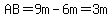 AB=9m-6m=3m