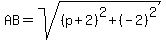 AB=sqrt%28%28p%2B2%29%5E2%2B%28-2%29%5E2%29