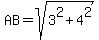 AB=sqrt%283%5E2%2B4%5E2%29