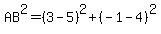 AB%5E2=%283-5%29%5E2%2B%28-1-4%29%5E2