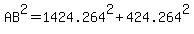 AB%5E2+=+1424.264%5E2+%2B+424.264%5E2