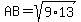 AB+=+sqrt%289%2A13%29