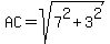 AC=sqrt%287%5E2%2B3%5E2%29
