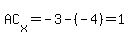 AC%5Bx%5D=-3-%28-4%29=1