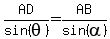 AD%2Fsin%28theta%29+=+AB%2Fsin%28alpha%29