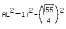 AE%5E2=17%5E2-%28sqrt%2855%29%2F4%29%5E2