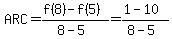 ARC=%28f%288%29-f%285%29%29%2F%288-5%29=%281-10%29%2F%288-5%29