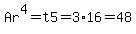 Ar%5E4=t5=3%2A16=48