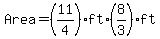Area=%2811%2F4%29ft%2A%288%2F3%29ft