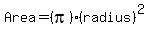 Area=%28pi%29%28radius%29%5E2