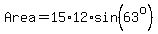 Area=15%2A12%2Asin%2863%5Eo%29