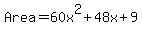 Area=60x%5E2%2B48x%2B9