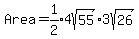 Area=expr%281%2F2%294sqrt%2855%29%2A3sqrt%2826%29
