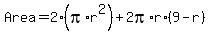 Area+=+2%28pi%2Ar%5E2%29+%2B+2pi%2Ar%2A%289-r%29