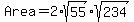 Area+=+2%2Asqrt%2855%29%2Asqrt%28234%29