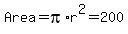 Area+=+pi%2Ar%5E2+=+200