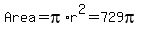 Area+=+pi%2Ar%5E2+=+729pi