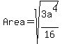 Area+=+sqrt%283a%5E4%2F16%29