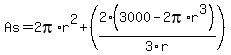 As=2pi%2Ar%5E2%2B%282%283000-2pi%2Ar%5E3%29%2F3r%29