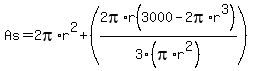 As=2pi%2Ar%5E2%2B%282pi%2Ar%283000-2pi%2Ar%5E3%29%2F3%28pi%2Ar%5E2%29%29