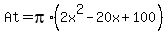 At+=+pi%2A%282x%5E2+-+20x+%2B+100%29