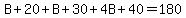 B%2B20%2BB%2B30%2B4B%2B40=180