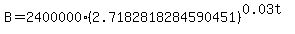 B=2400000%282.7182818284590451%29%5E%280.03t%29