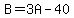 B=3A-40