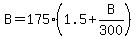 B+=+175%281.5%2BB%2F300%29