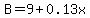 B+=+9+%2B+0.13x