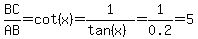 BC%2FAB+=+cot%28x%29+=+1%2F%28tan%28x%29%29+=+1%2F0.2+=+5