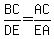 BC%2FDE=+AC%2FEA