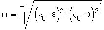 BC+=+sqrt%28%28x%5BC%5D-3%29%5E2+%2B+%28y%5BC%5D-0%29%5E2%29