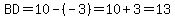 BD=10-%28-3%29=10%2B3=13