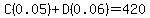 C%280.05%29%2BD%280.06%29=420