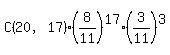 C%2820%2C17%29%2A%288%2F11%29%5E17%2A%283%2F11%29%5E3